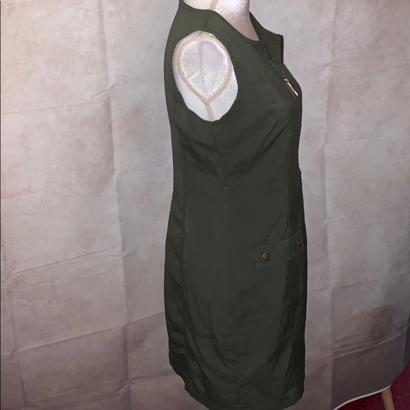 Sharagono Army Green Sleeveless Dress w/Zipper - Picture 5 of 10